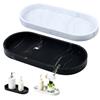 huiyaxun Vassoio Portaoggetti, Vassoio Bagno, Vassoio Decorativo Silicone, Ovale, Effetto Marmo, Vassoio Portaoggetti Multifunzionale, per Bagno, Cucina, Tavolo, Soggiorno, 2 Pezzi (Bianco e Nero)