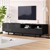 OLIVIBED Mobile TV Lungo 200 cm, con 2 Ante e 2 cassetti, per TV da 90 Pollici, con vano Aperto, Mobile TV per Soggiorno, Camera da Letto, 200 x 40 x 51 cm, Nero