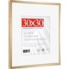 HIMEETIME® 1x Cornice 30x30 cm,Alluminio spazzolato,dorata champagne,Passepartout 20x20cm,Cornice 30x30 quadrata media,Solo per Espositore a Parete