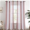 EMEMA Tende a righe trasparenti con occhielli Tende in voile Soggiorno moderno Set di 2 tende Camera da letto Trasparente con motivo Tenda a righe semitrasparente 140 x 260cm Bianche e Rosa Antico