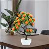DEDEMCO Albero di arancio pianta artificiale bonsai, 30,5 cm finto albero di limone, pianta verde topiaria con vaso bianco per decorazione domestica e ufficio