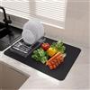 BLESWIN Tappetino Scolapiatti Extra Large in Silicone, 50 X 70 cm, Antiscivolo, Resistente al Calore E Facile da Pulire, Adatto per Piani di Lavoro, Lavelli E Frigoriferi (Nero)