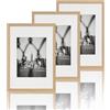 VUVUZULA Cornice portafoto formato A4, 21 x 30 cm, in legno di quercia, set da 3 pezzi, formato DIN A4, con passepartout, certificazione naturale
