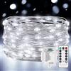 Vacoulery Led Stringa Luci a Batteria, 2 Pezzi 10M 100LEDs Lucine Led Decorative 8 Modalità Impermeabile con Telecomando, Timer e Dimmer per Decorazioni di Natale,Feste,Matrimonio (Bianco Freddo)