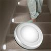 Riloer Lampada rotonda con sensore di movimento, compatibile con batterie, per camera da letto, armadio, corridoio, cantina, capanno da giardino, veranda, vialetto, guscio argento, luce bianca