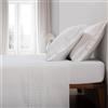 Casa da Laura -Lenzuola bianche ricamate per letto da 200 - Lenzuola in cotone 200 fili Elka - Lenzuolo sopra, lenzuolo con angoli e due federe