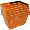 Gerso Set 5 Cestini Spesa Plastica 20L con Manici, Larghezza 40cm - Arancioni, Impilabili