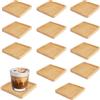 LuminaryLair 12 Pezzi Vassoi Quadrati in Bambù, 9 x 9 x 0,95 cm Quadrato Piccolo Sottobicchieri Legno con Bordo, Quadrato Mini Vassoio in Legno a Mosaico, per Tè, Caffè, Torta, Pianta, Artigianato Fai Da Te