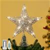 Lewondr Puntale per Albero di Natale, Paillettes Albero di Natale con 8 Modalità di Luce, Delicata Treetop Albero con 20 Lampadine a LED, Timer 6H Decorazione dell'Albero di Natale, Argento