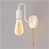 ANKBOY Applique da Parete Interno con Interruttore Retrò Lampada da Parete con Interruttore a Tirante E27 Bianco Applique Camera da Letto Industrial Luce Muro Metallo per Casa Colonica Soggiorno