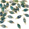 DICOSMETIC 30 Pz Naturale Agata Muschiata Link Charms Pietra Connettori Ciondolo Gemme Ovali Link Ispirati alla Natura Link Charms con Anello in Ottone per La Creazione di Gioielli, Foro: 1.8mm