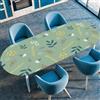 Surwin Tovaglia Ovale con Bordo Elastico, Antiscivolo Elastico Copritavolo Ovale Antimacchia Protezione Tavolo Casa Ristorante Sala da Pranzo Giardino -Stampa Pianta (Verde giallo,107x173cm)