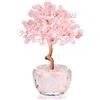RIVIEVAL Albero di cristallo di quarzo rosa fatto a mano, albero di pietre preziose curative per la casa e l'ufficio, albero dei chakra, regalo di buona fortuna per le donne, compleanno (rosa)