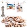 msymsyu Mollette in legno, 120 pezzi, in legno, 3,5 x 0,7 cm, con filo da 50 m, piccole mollette per foto, appendere e cartoline, vengono utilizzate e tutti i tipi di decorazioni per feste