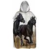 Morbuy 3D Cavallo Poncho Surf con Cappuccio Asciugamano, Adult Bambino Modifica Accappatoio in Microfibra Assorbente per Piscina, Palestra, Spiaggia, Compatto e Leggero (nero,60x110cm)
