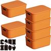 CNKHDZ Set da 6 contenitori con coperchio, contenitori impilabili con coperchio, contenitori in plastica per scaffali, cucina e bagno (Arancione, 36.5 * 26 * 15.7cm)