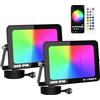 SKYWORLD 2 Pezzi Faretto Led Esterno RGB, 100W 10000LM Faretti Colorati