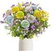 Arborus Fiori artificiali in seta per esterni, bouquet di fiori artificiali resistenti ai raggi UV, fiori finti misti eucalipto realistico, composizione di fiori finti viola, per vasi interni ed