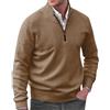 VaiKanhai Maglione da uomo a maglia fine, in cotone, a collo alto, a mezza zip, per l'inverno, in cotone, per lo sport, Blu 1, XL