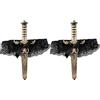 HAICN 2 pezzi giarrettiera spada pirata pizzo nero arco gamba anello accessori costume coscia gamba anello cintura per le donne cosplay festa in maschera puntelli