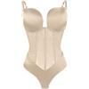 TEMKIN Body Shapewear Dimagrante Body Shaper Intimo Backless U Plunge Perizoma Vita Trainer Donna Push Up Corsetto Top for Matrimonio (Color : 2, Size : XX-L.)