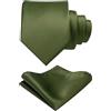 RBOCOTT Cravatta tinta unita e Pocket Square Set per gli uomini, Verde oliva, general
