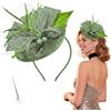 Gdrghe Copricapo con piume, elegante fascia per capelli, per matrimoni, cocktail, derby, cappello, tea party, chiesa, per ragazze e donne, Verde, Taglia unica