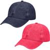 Lancry Berretto da Baseball in Tinta Unita Lavato da 2 Pezzi per Uomo Donna Berretto da Baseball da Uomo retrò Unisex, Cappelli da Golf Regolabili in Cotone 100% (IT, Testo, Taglia Unica, Navy+Red)