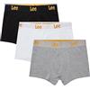 Lee Uomo, Boxers, Nero/Bianco/Grigio, Confezione da 3, Piccolo