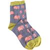 Purple Possum® Calzini da donna con stampa di maialini, rosa, in morbido misto cotone di bambù, Blu, grigio, verde lime, 4-7