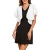 Famulily Coprispalle estivo in chiffon da donna UK, cardigan corto sottile a maniche corte da donna, bianco, S