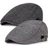 Senker Fashion Senker - Confezione da 2 cappelli classici a spina di pesce, in misto lana, piatti, Ivy Gatsby Newsboy Cabbie Driving, D-nero/grigio, taglia unica