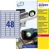 AVERY Poliestere adesivo L6009 argento 8fg A4 45,7x21,2mm (48et/fg) laser Avery L6009-8