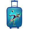 NoBoringSuitcases.com® Valigia Blu Per Bambini Compatto 48x31x19 cm Bagaglio Ultraleggero Trolley A Mano Rigidi LED Ruote Da Viaggio - Ragazzo - Neon - Calcio - Colorato