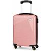 cecaro group Valigia Cabina 46x30x18 cm in ABS Ultra Resistente - Trolley Bagaglio a Mano con 4 Ruote Girevoli, Manico Telescopico e Chiusura di Sicurezza (Rosa)