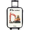 NoBoringSuitcases.com® Valigia Per Bambini Personalizzato Con Un Nome 48x31x19 cm Bagaglio Ultraleggero Trolley A Mano Rigidi LED Ruote Valigie Neonato - Ragazzo - Escavatore - Firmato - Arancione