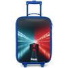 NoBoringSuitcases.com® Valigia Blu Per Bambini Compatto 48x31x19 cm Bagaglio Ultraleggero Trolley A Mano Rigidi LED Ruote Da Viaggio - Ragazzo - Auto corsa - Illuminazione - Neon