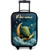 NoBoringSuitcases.com NoBoringSuitcases© Valigia Per Bambini Personalizzato Con Un Nome Bagaglio | 48x31x19 cm - Ultraleggero Bagagli Rigidi LED Ruote Valigie Neonato Bimbi - Ragazzo - Verde - Mostro - Mezzaluna