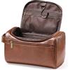 Etercycle - Beauty case in pelle, da appendere, in poliuretano, impermeabile, per uomini e donne, organizer da viaggio per trucchi (marrone)