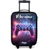 NoBoringSuitcases.com NoBoringSuitcases© Valigia Per Bambini Personalizzato Con Un Nome Bagaglio | 48x31x19 cm - Ultraleggero Bagagli Rigidi LED Ruote Valigie Neonato Bimbi - Ragazzo - Controllore - Neon - Gioco