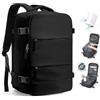 VENATIN zaino da viaggio con sottovuoto,zaino con sottovuoto incorporato con Pompa,Zaino Easyjet 45x36x20 Bagaglio a Mano con Compressione per uomo e donna, Nero