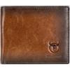 QUEAMBLER Portafogli RFID per Uomini, BULLCATAIN Portafogli da tasca anteriore in pelle bifold con 2 finestre ID
