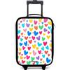 NoBoringSuitcases.com® Valigia Per Bambini Compatto 48x31x19 cm Bagaglio Ultraleggero Trolley A Mano Rigidi LED Ruote Valigie Bimbi - Ragazze - Cuori - Colorati