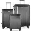 bugatti Linea Set di valigie rigide 3 pezzi S, M e L - Valigie da viaggio in policarbonato, robuste - Nero