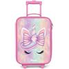 NoBoringSuitcases.com NoBoringSuitcases© Valigia Rosa Per Bambini Compatto Bagaglio Ultraleggero | 48x31x19 cm - Trolley A Mano Rigidi LED Ruote Valigie Neonato - Ragazze - Unicorno