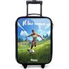 NoBoringSuitcases.com® Valigia Per Bambini Personalizzato Con Un Nome 48x31x19 cm Bagaglio Ultraleggero Trolley A Mano Rigidi LED Ruote Valigie Neonato - Ragazzo - Calciatore - Erba - Colorato