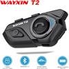 WAYXIN casco auricolare T2 Moto Bluetooth interfono per 2 Rider 300M Intercomunicador Moto Interphone BT 5.1 Biker impermeabile
