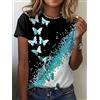 NONE 2024 Nuovo O-Collo 3d Farfalla Stampa T Shirt T-shirt da donna Moda estiva Manica corta Magliette e camicette Estate di grandi dimensioni Top Abbigliamento femminile