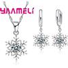 YAAMELI Set di gioielli da donna in argento sterling 925 con fiocco di neve qualificato, orecchini con ciondolo in cristallo CZ con zirconi, regalo per feste