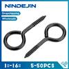 NINDEJIN Ganci a vite da 5-50 pezzi resistenti 12 # 14 # 16 # Placcato zinco nero 1 # -5 # Viti con occhielli piccoli in metallo per appendere luci Gioielli fai-da-te
